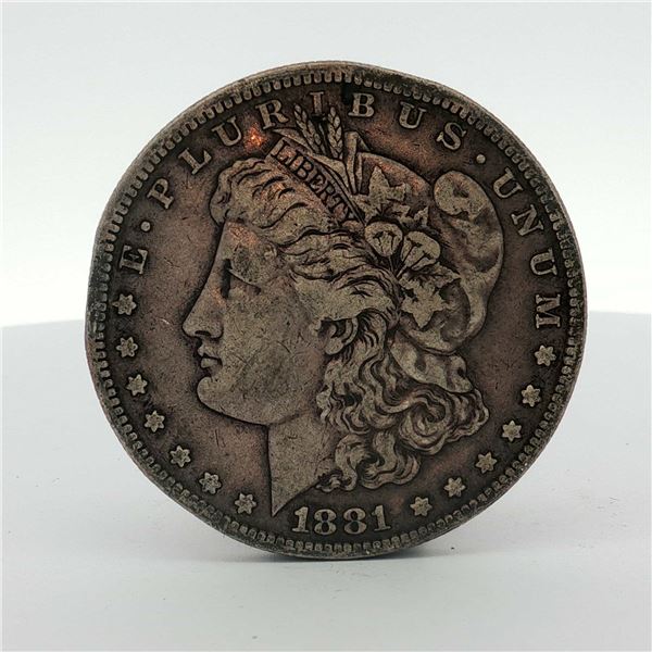 1881-S US One Dollar Morgan Silver Dollar, Circulated