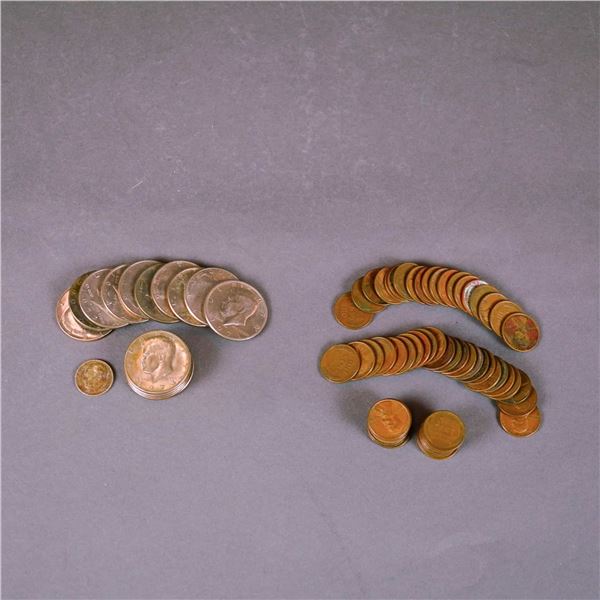 1957-1973 US Lincoln Memorial Cent and Kennedy Half Dollar Collection