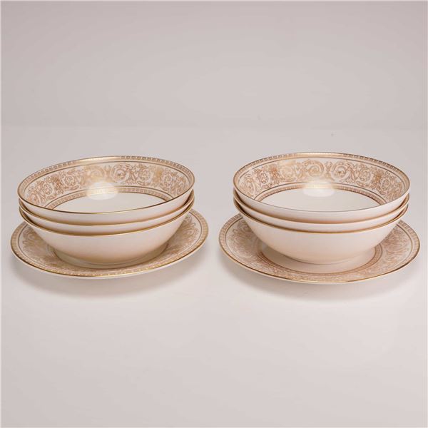 8pc Royal Doulton Sovereign H.4973 English Fine Bone China Bowls and Saucers