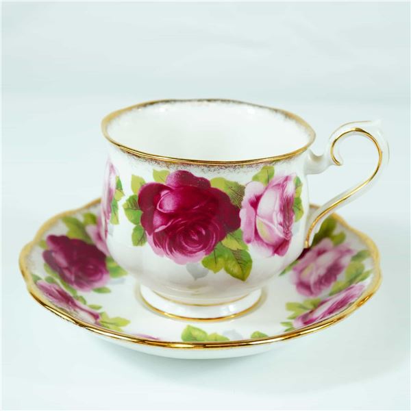 Royal Albert Old English Rose Bone China Teacup and Saucer Set