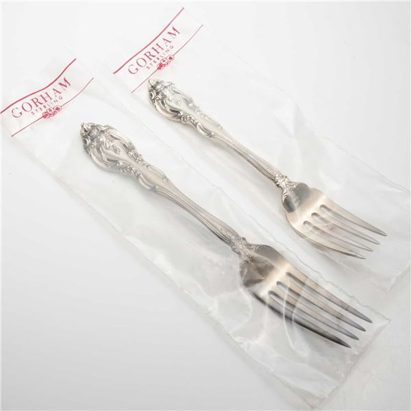 2pc Gorham Sterling Silver Dinner and Salad Forks, La Scala