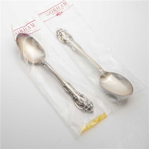 2pc Gorham Sterling Silver Dessert Spoons, La Scala