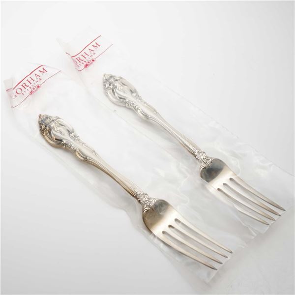 2pc Gorham Sterling Silver Dinner Forks, La Scala