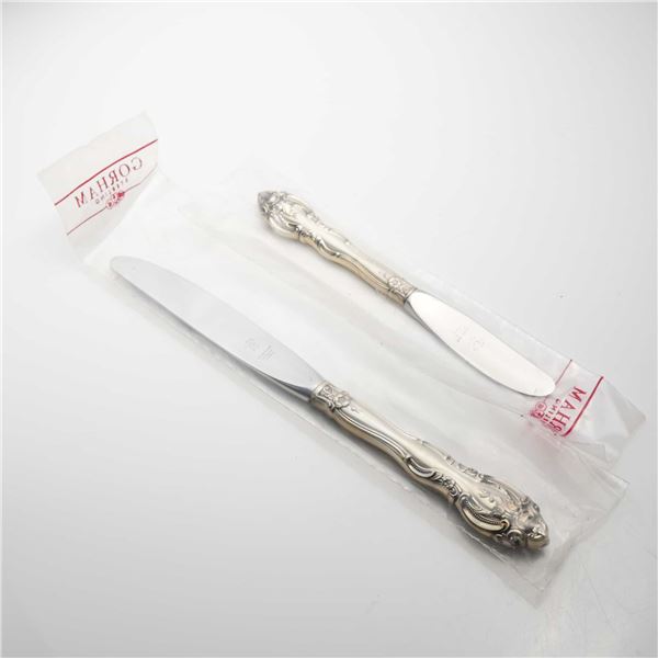 2pc Gorham Sterling Silver Handle Butter Knife and Cheese Knife, La Scala