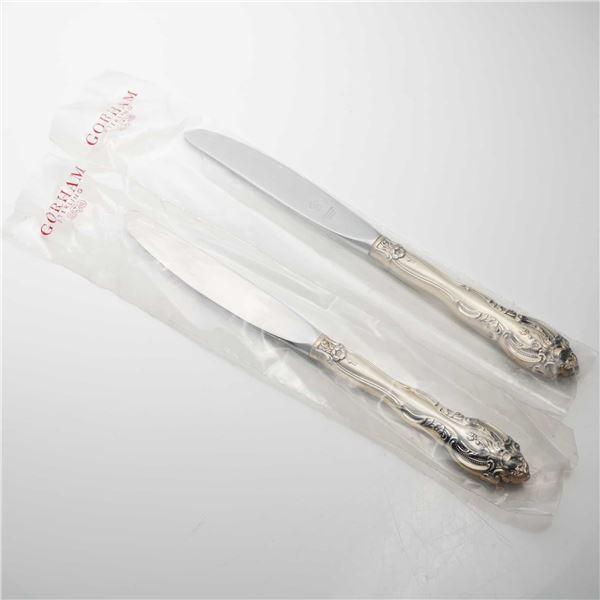 2pc Gorham Sterling Silver Handle Butter Knives, La Scala
