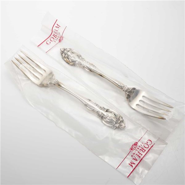 2pc Gorham Sterling Silver Salad Forks, La Scala