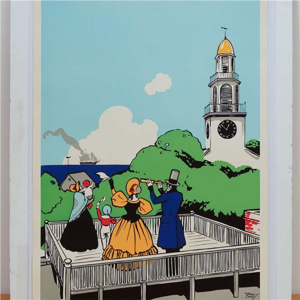 Tony Sarg, Color Silkscreen on Paper, Nantucket Widow's Walk
