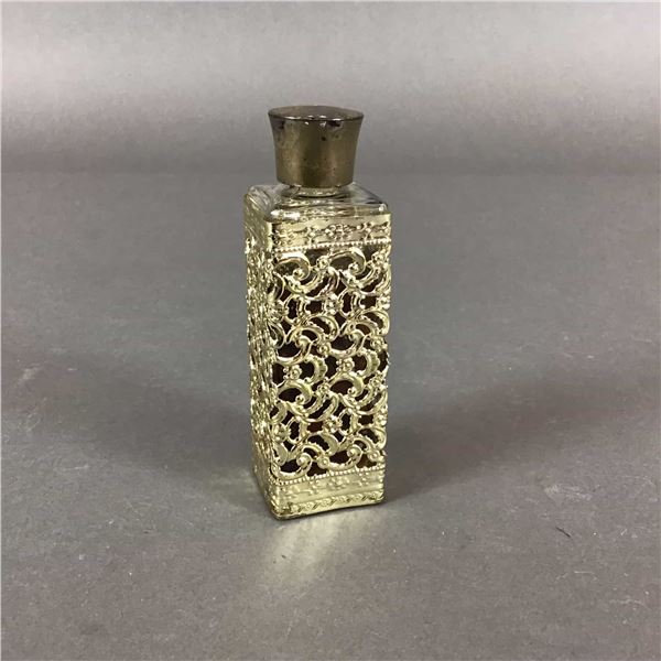 BQT Tiffany by L' Argene Glass Perfume Bottle with Gold Filigree Overlay