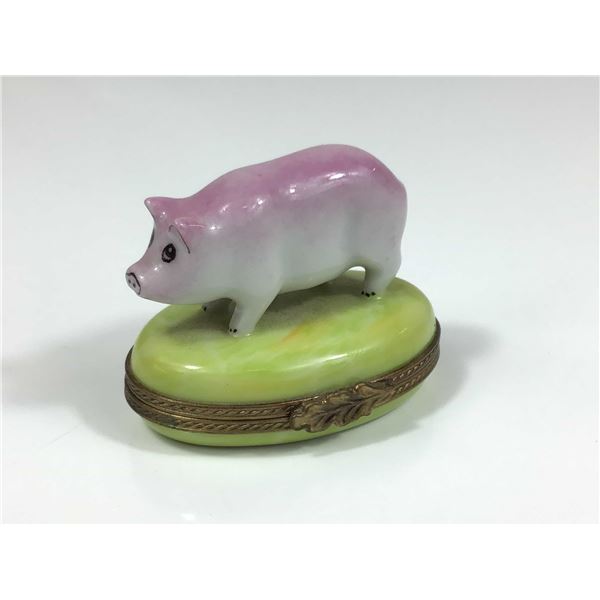 S.E. Limoges France Porcelain Pig Trinket Box