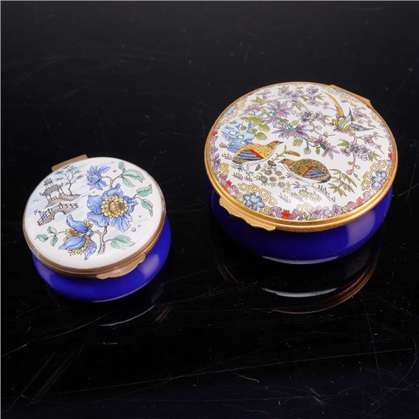 2pc Crummles & Co. and Halcyon Days Chinoiserie Enamel Boxes