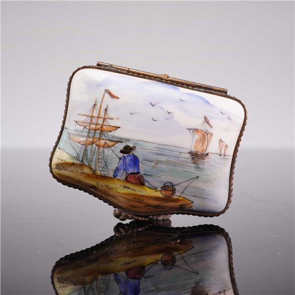 Hand Painted Fisherman Trinket Box