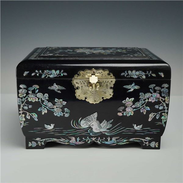 Korean Najeonchilgi Style Mother of Pearl Black Lacquer Jewelry Box
