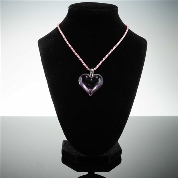 Lalique Coeur Crystal Heart Pendant Necklace, Lavender
