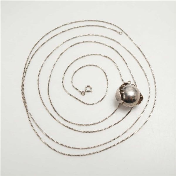 Sterling Silver Italian Necklace with Folding Sphere Pendant