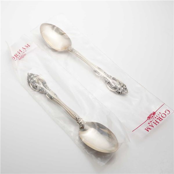 2pc Gorham Sterling Silver Dessert Spoons, La Scala