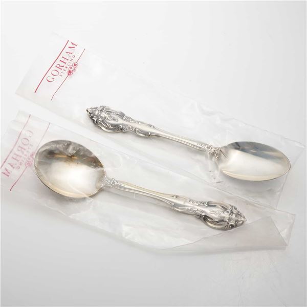 2pc Gorham Sterling Silver Dinner and Soup Spoons, La Scala