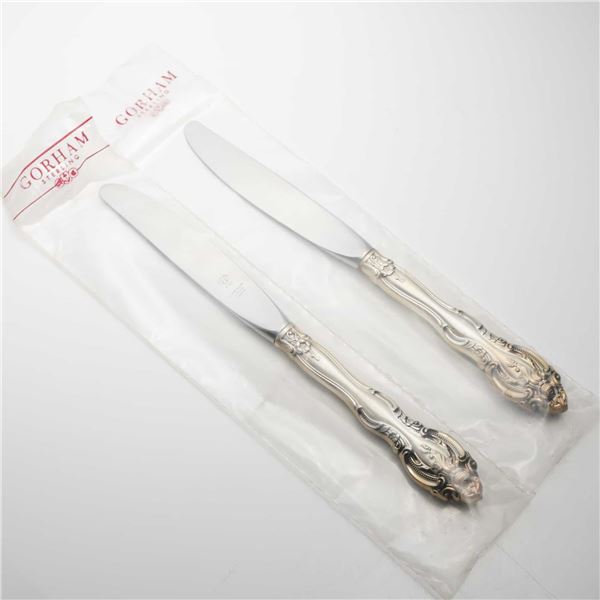 2pc Gorham Sterling Silver Handle Butter Knives, La Scala