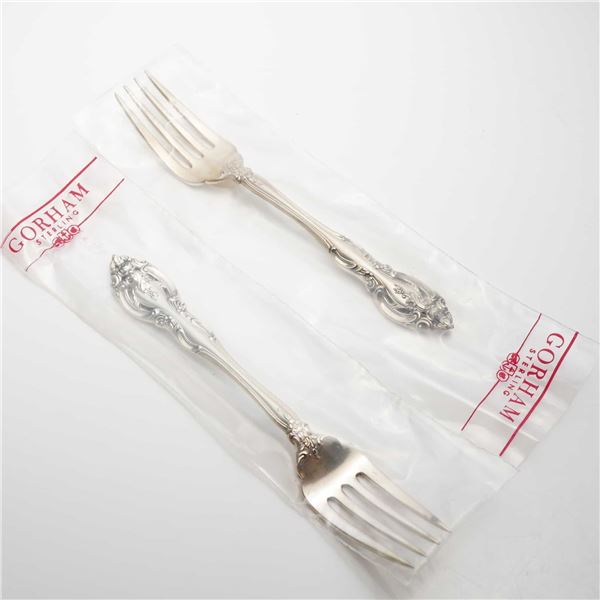 2pc Gorham Sterling Silver Salad Forks, La Scala