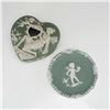 Image 1 : Two Sage Green Jasperware Vanity Items, Heart-Shaped Covered Box and Dish