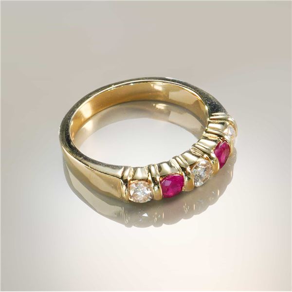 14k Gold Ruby and Diamond Ring