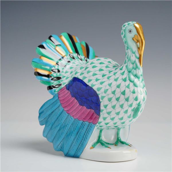 Herend Porcelain Green Fishnet Turkey Figurine