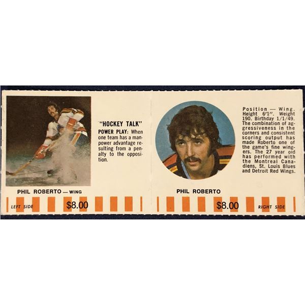 1976-77 COLORADO ROCKIES NHL PUCK BUCKS GAME CARD - PHIL ROBERTO