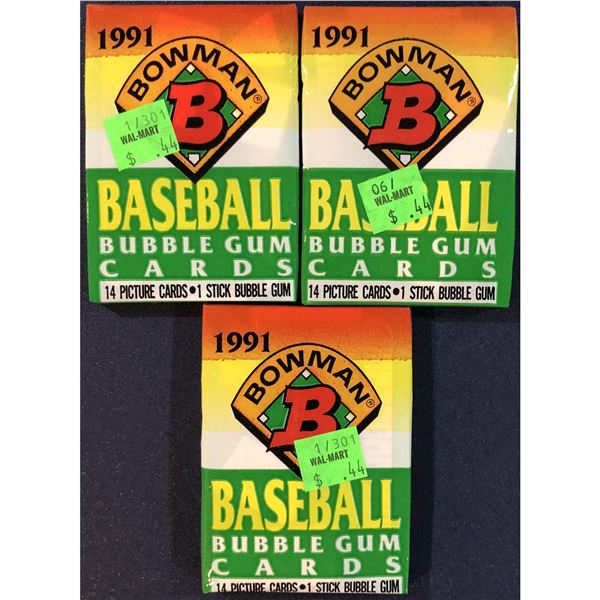 1991 BOWMAN BASEBALL WAX PACKS (3)