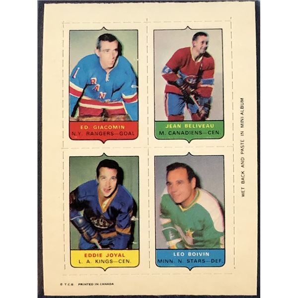 1969-70 O-PEE-CHEE NHL 4-IN-1 -- JEAN BELIVEAU (HOF)