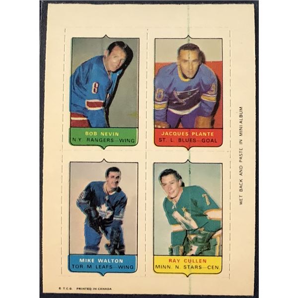 1969-70 O-PEE-CHEE NHL 4-IN-1 -- JACQUES PLANTE (HOF)