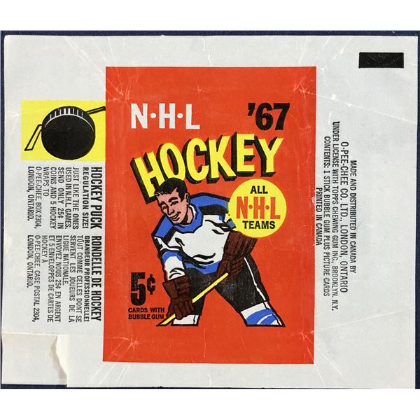 1966-67 O-PEE-CHEE NHL HOCKEY WRAPPER - BOBBY ORR ROOKIE YEAR