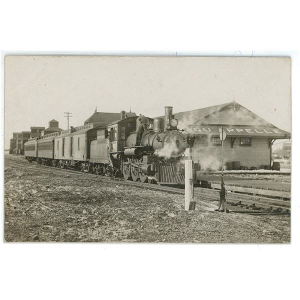 Early 1900’s RPPC - Train at Station in Qu’Appelle, SK.