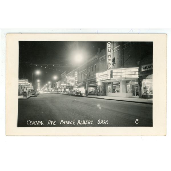 1956 RPPC – “Central Ave. Prince Albert Sask”.