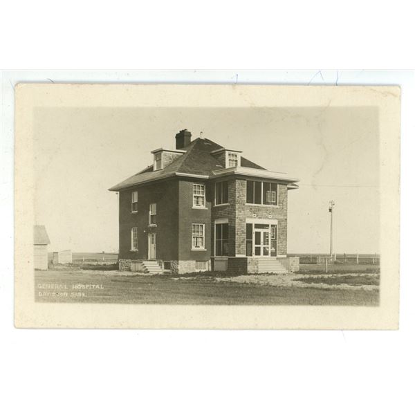 Early 1900’s RPPC – “General Hospital.  Davidson, Sask.”