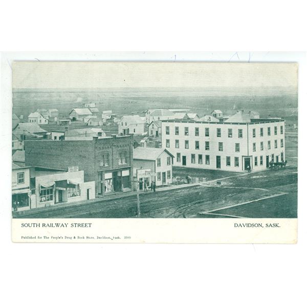 Vintage Post Card – “South Railway Street”.  Davidson, Sask.