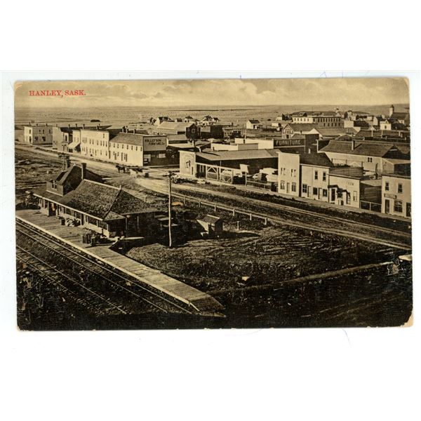 1910 RPPC – “Hanley, Sask”.  Posted