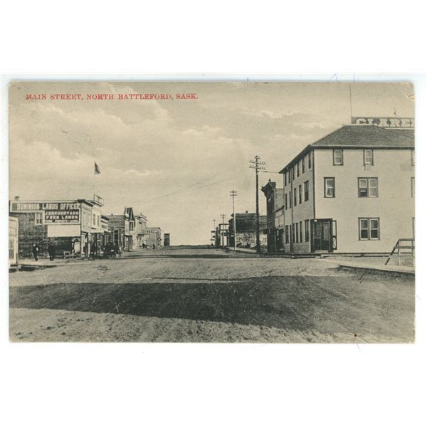 Vintage Post Card – “Main Street, North Battleford, Sask.”  Posted