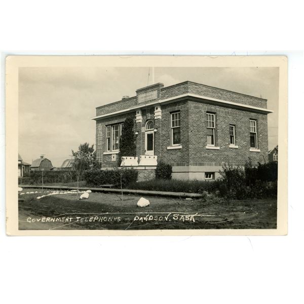 1943 RPPC – “Government Telephones.  Davidson, Sask”