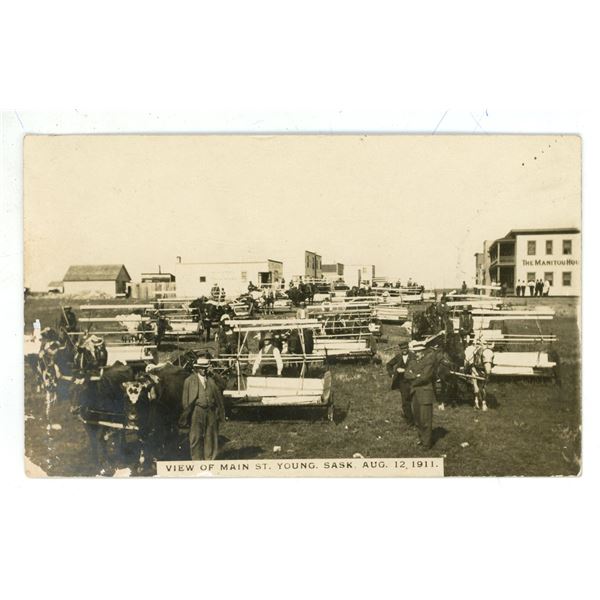 RPPC – “View of Main St.  Young, Sask.  Aug. 12, 1911.”