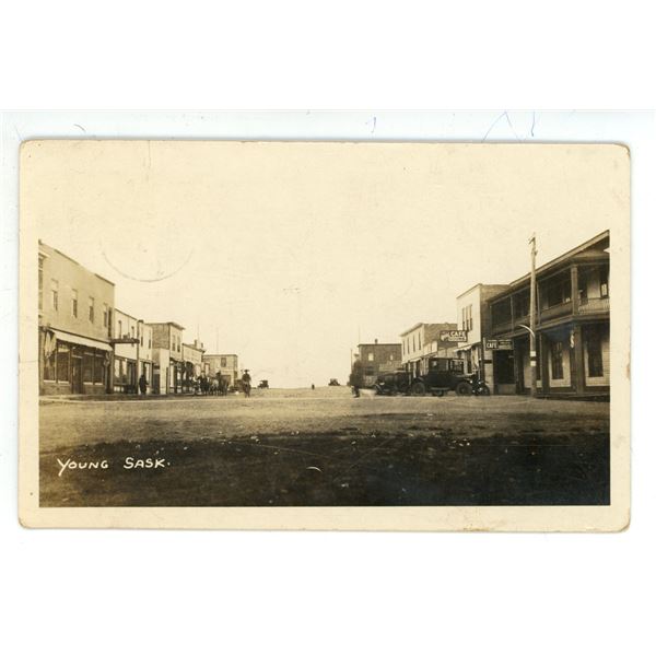 1927 RPPC – “Young, Sask.”  Posted