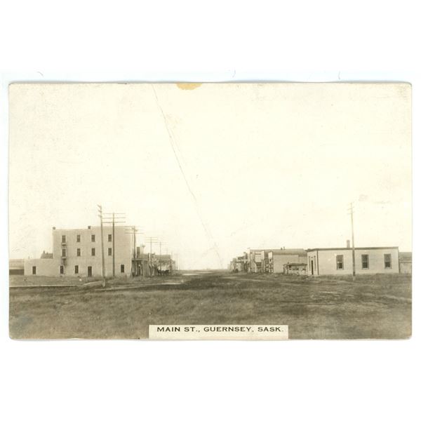 Vintage RPPC – “Main St., Guernsey, Sask.”