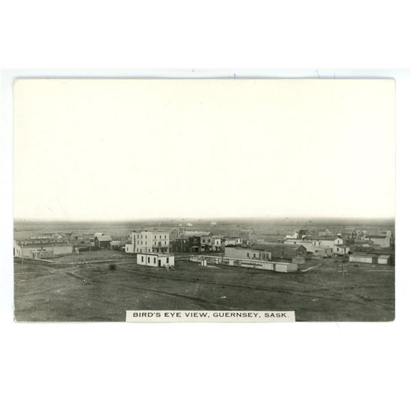 Vintage RPPC – “Bird’s Eye View, Guernsey, Sask.”