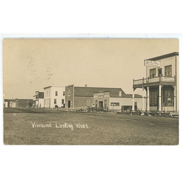 1910 RPPC – “Viscount Looking West.”  Viscount, Sask.  Posted.