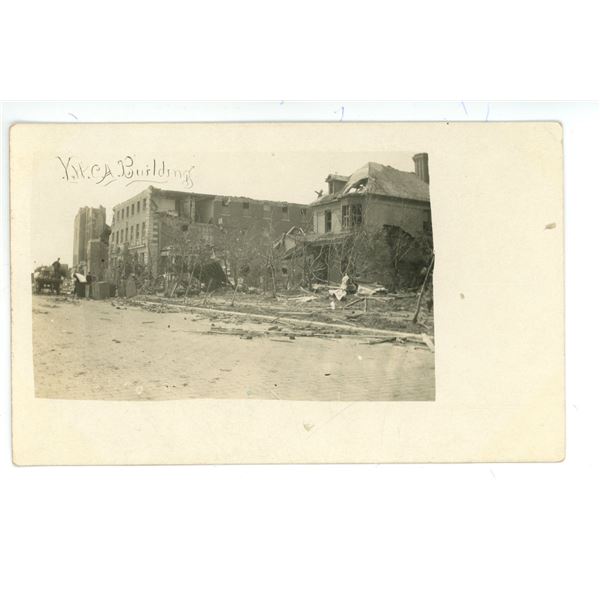 RPPC - Aftermath of the 1912 Regina, SK Cyclone.  “Y.M.C.A .Building”