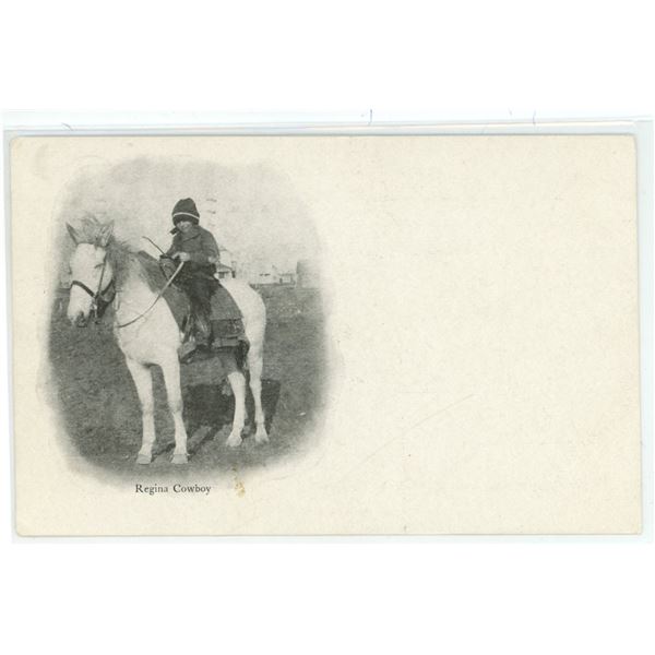 1909 Post Card – “Regina Cowboy”.  Regina, Sask.  Posted
