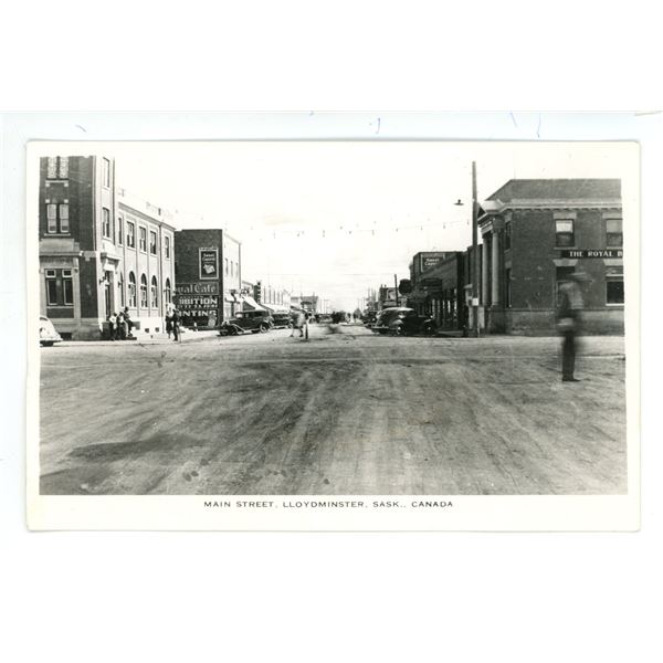 Vintage RPPC – “Main Street, Lloydminster, Sask., Canada”.  Excellent Con