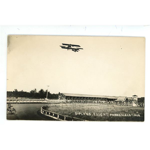Early 1900’s RPPC – “Biplane Flight.  Prince Albert Fair.”  Prin