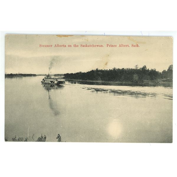 Vintage Post Card – “Steamer Alberta on the Saskatchewan.  Prince Albert, Sask.[x=