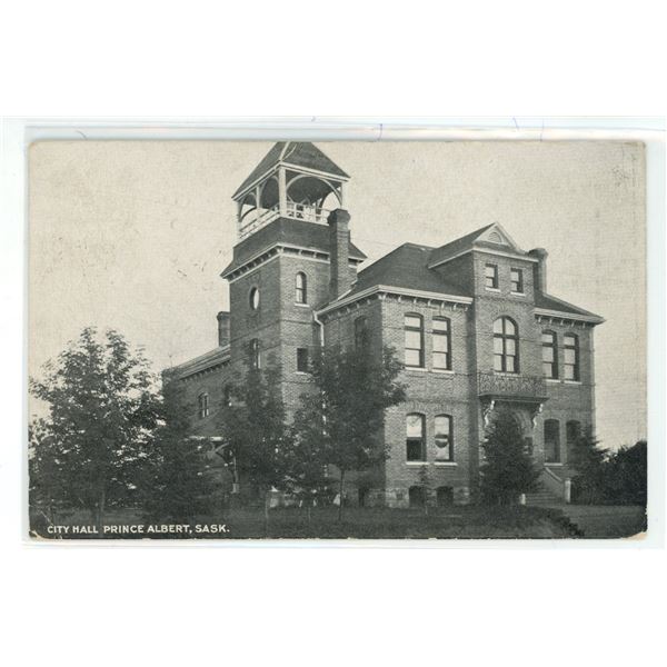 1910 Vintage Post Card – “City Hall.  Prince Albert, Sask.”.  Postmarked 