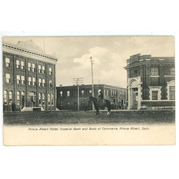 Vintage Post Card – “Prince Albert Hotel, Imperial Bank and Bank of Commerce.  Pri