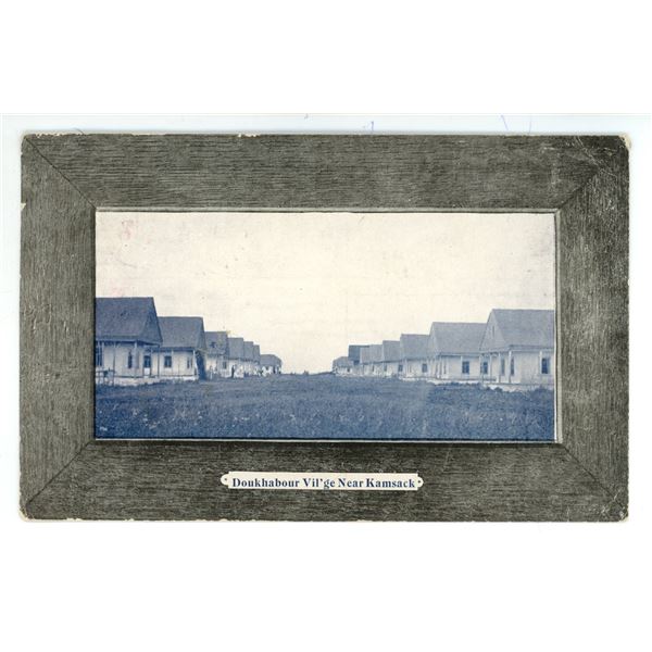 1908 Post Card – “Doukhobour Vil’ge Near Kamsack” Sask.  Posted.
